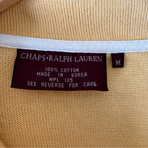 VINTAGE Ralph Lauren Chaps collared Sweater Yellow Knit - Picture 2 of 4